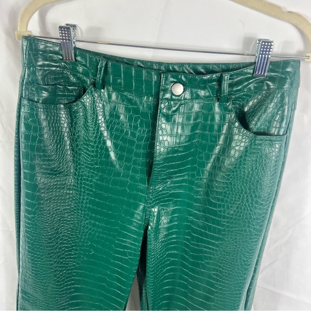 Forever 21 Teal Faux Croc Bootcut Pants - Picture 3 of 8